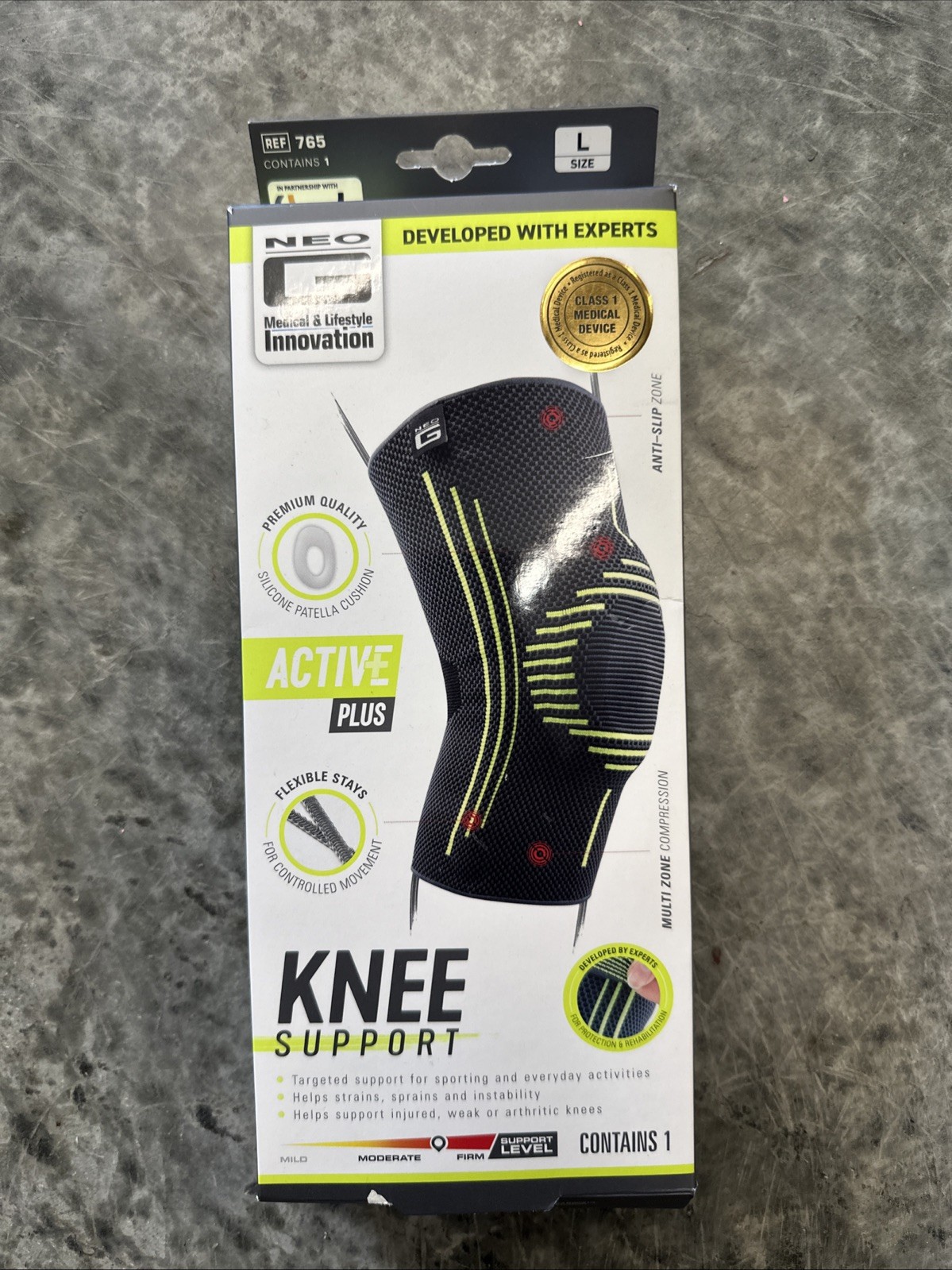 NEW Neo G Active Plus Knee Support Multi-Zone Compression Size Large/1 Pk