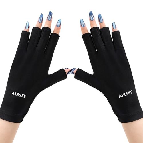 UV Gloves for Nail Lamp,Professional UPF50+ UV Protection Standard Black