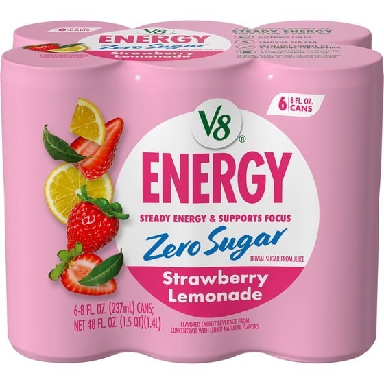 😋Choose your flavor 😋V8 Energy Black Cherry Energy Drink, 8 fl oz Can, 6 Pack