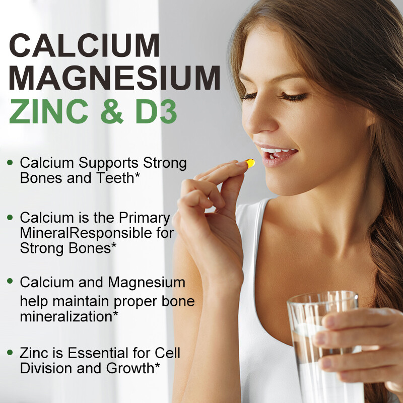 Calcium Magnesium Zinc Vitamin D3 Capsules Support Bone Health ,Immune ,Energy