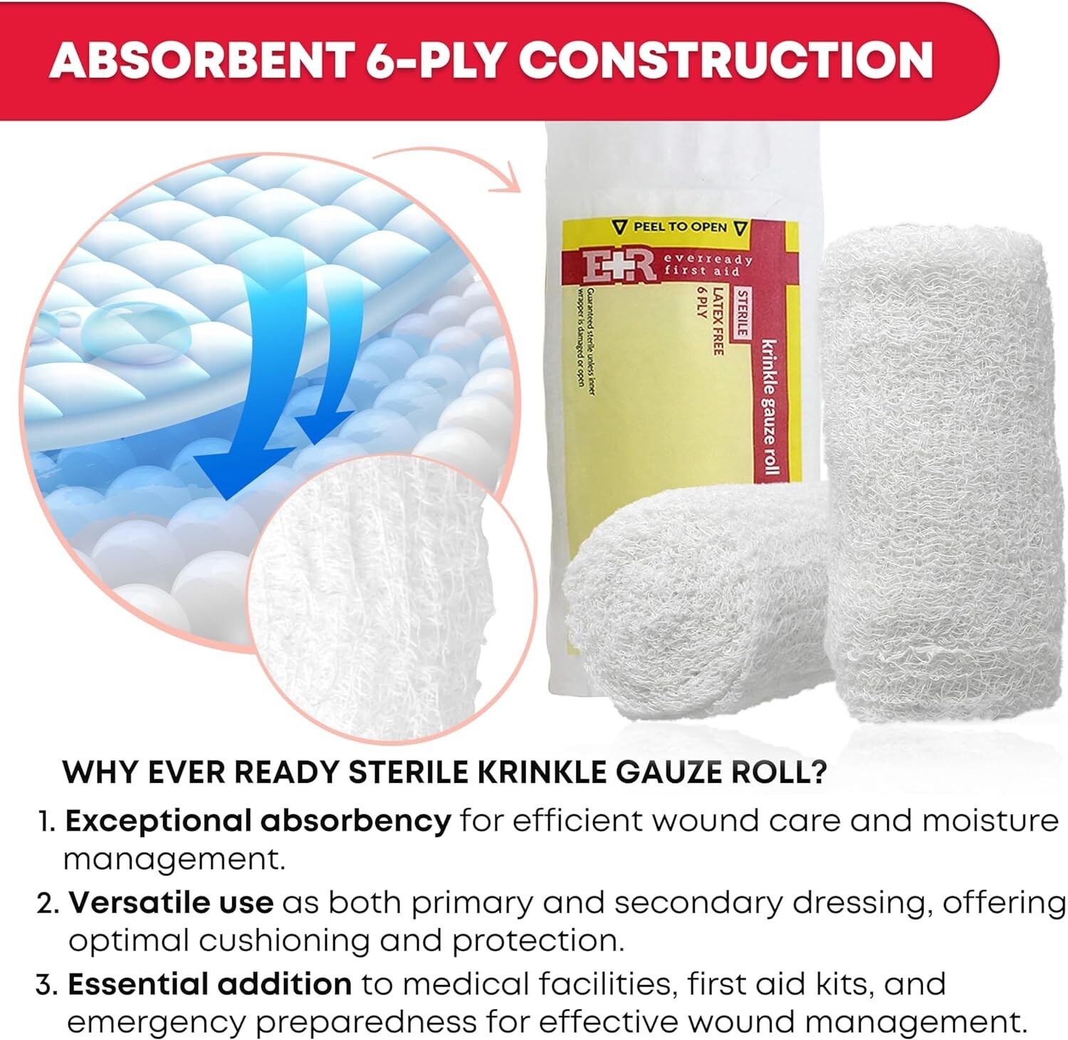 Ever Ready First Aid Sterile Krinkle Kerlix Type 4.5″ x 4.1Yds Bandage – 20 Pack