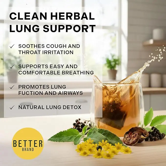 Betterbrand Lung Detox Tea Mullein Leaf Ginseng Elderberry Ginger Thyme