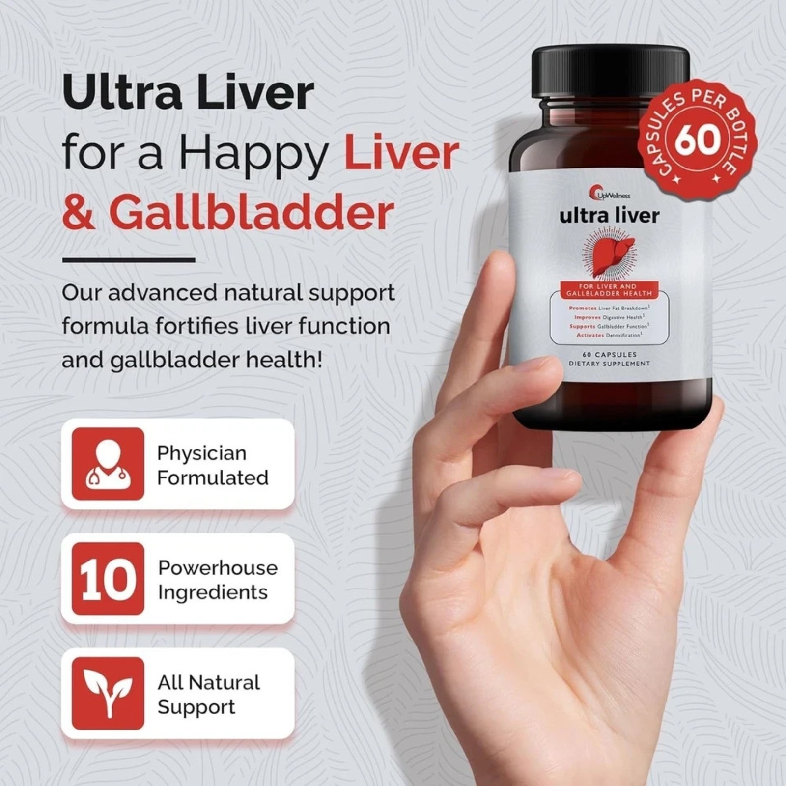 2 pc UpWellness Ultra Liver Supplement for Liver Health and Gallbladder Support