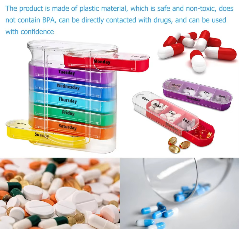 Weekly Pill Organizer 4 Times A Day Pill Box Container 7 Days Medicine Pill Case