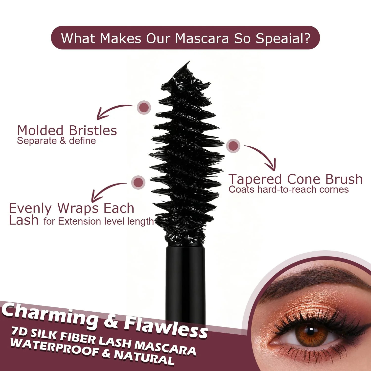 2PCS 7D Waterproof Mascara Black Lengthening Thickening Long Lasting