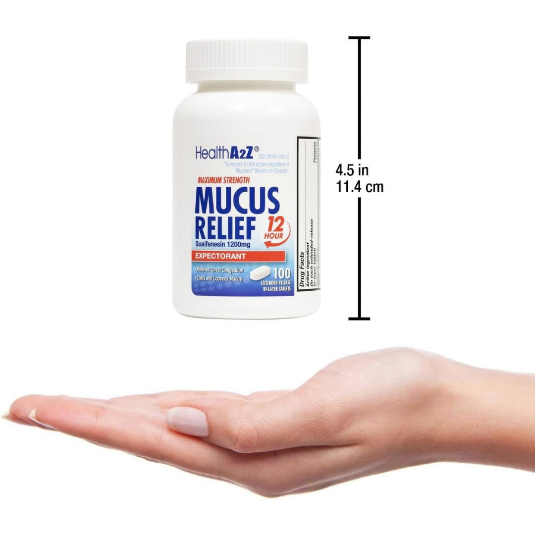 Mucus Relief | Guaifenesin 1200 Mg | NO Benzene |100 Tablets | Maximum Strengt