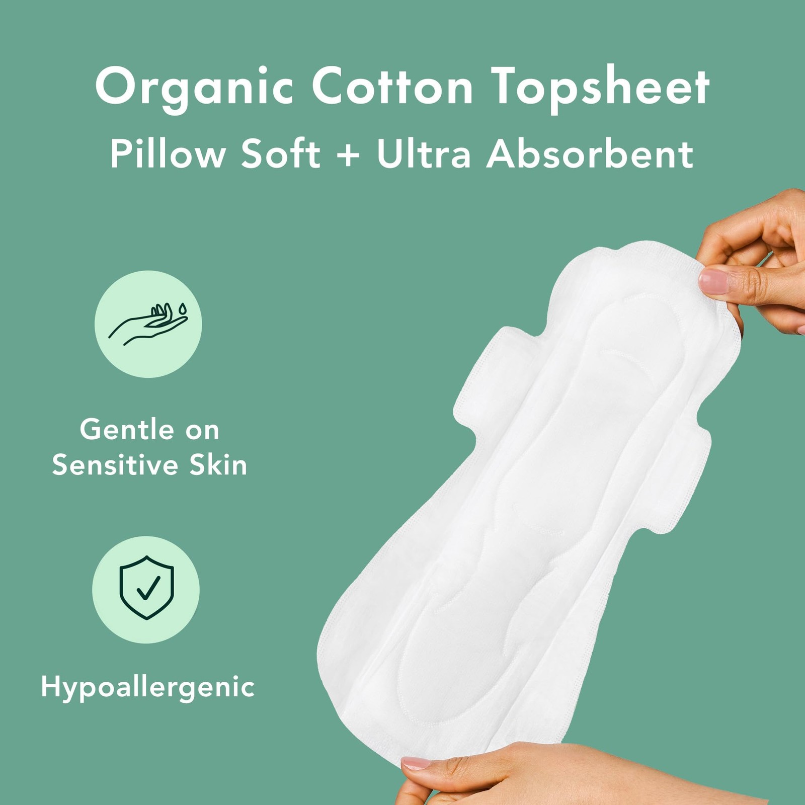 Rael Pads for Women, Organic Cotton Cover – Heavy Absorbency, 2 Piece Set