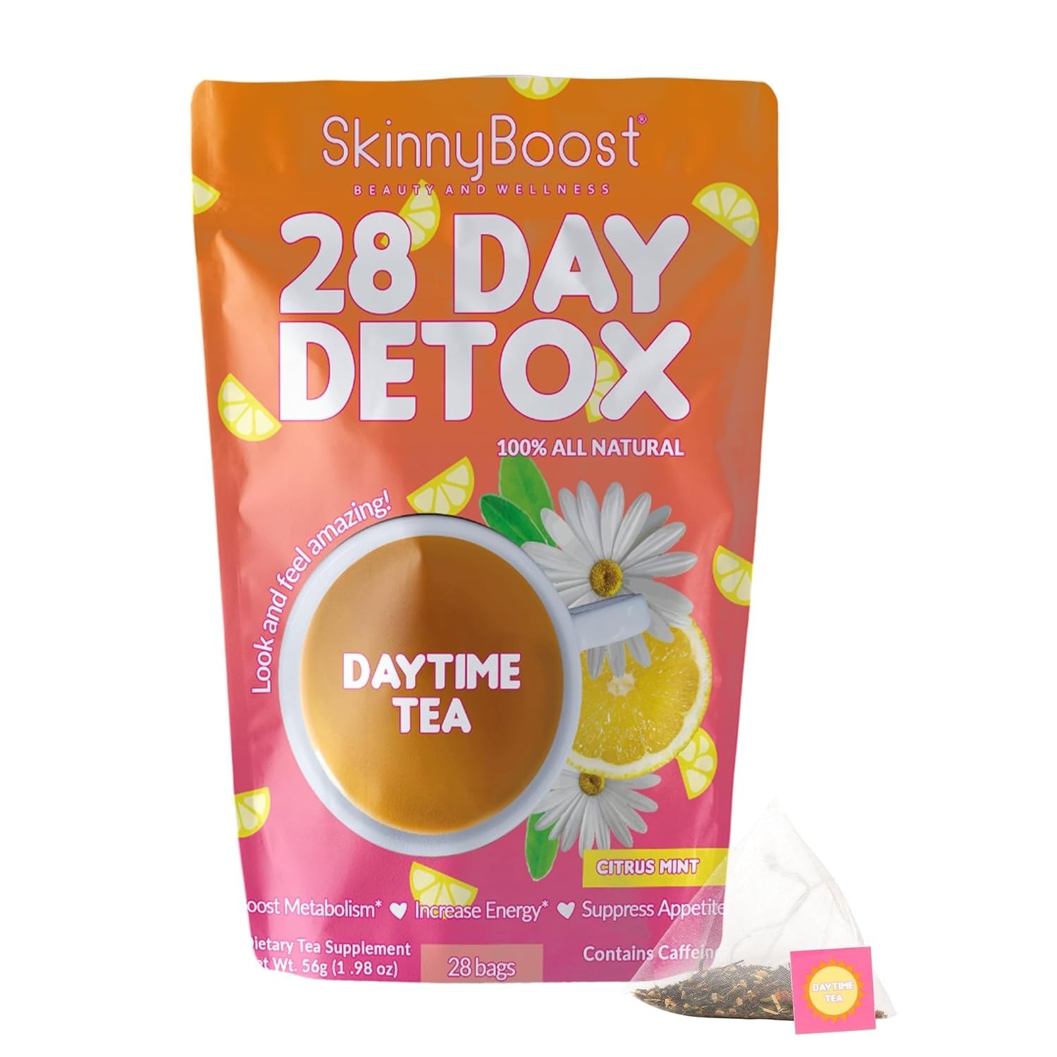-Friendly 28-Day Detox Tea – Delicious Citrus Mint for Metabolism Boost