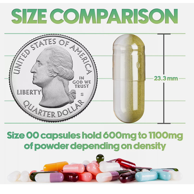 Size 00 Empty Capsules 1000 Count Gelatin Separated Clear for DIY Filling