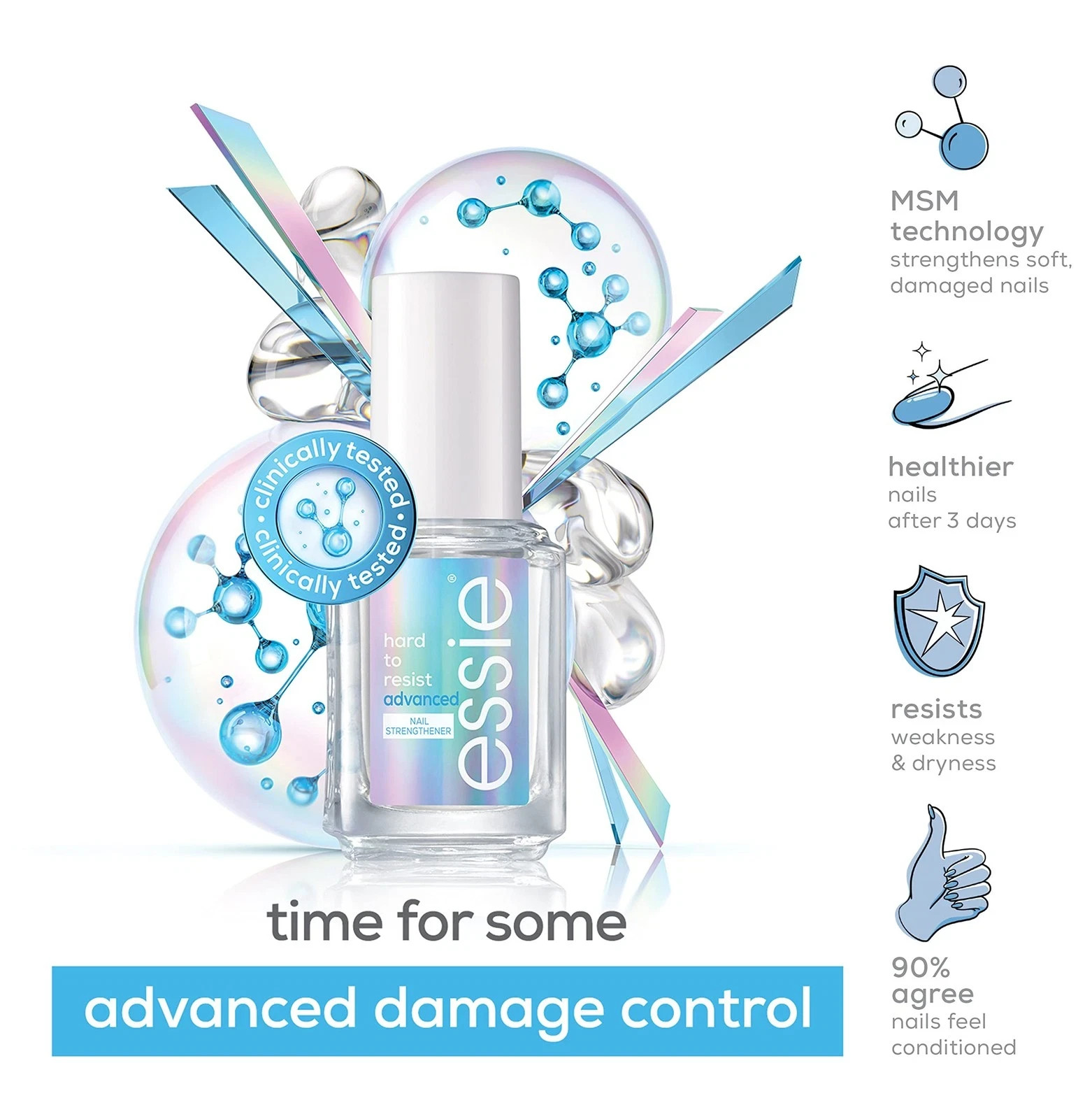 essie Hard to Resist Advanced Nail Strengthener 0.46 Fl Oz for Damaged Nails