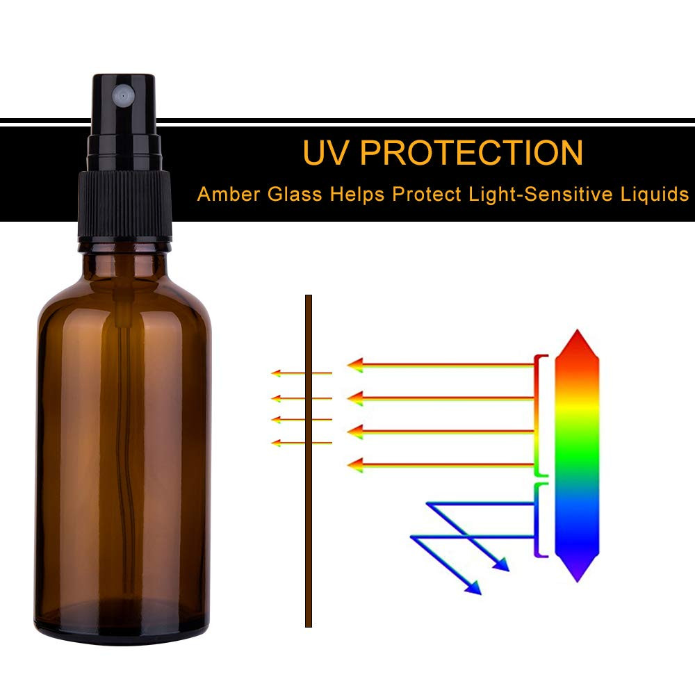 2Oz Amber Glass Spray Bottles for Essential Oils, Small Empty Spray Bottle, Fine