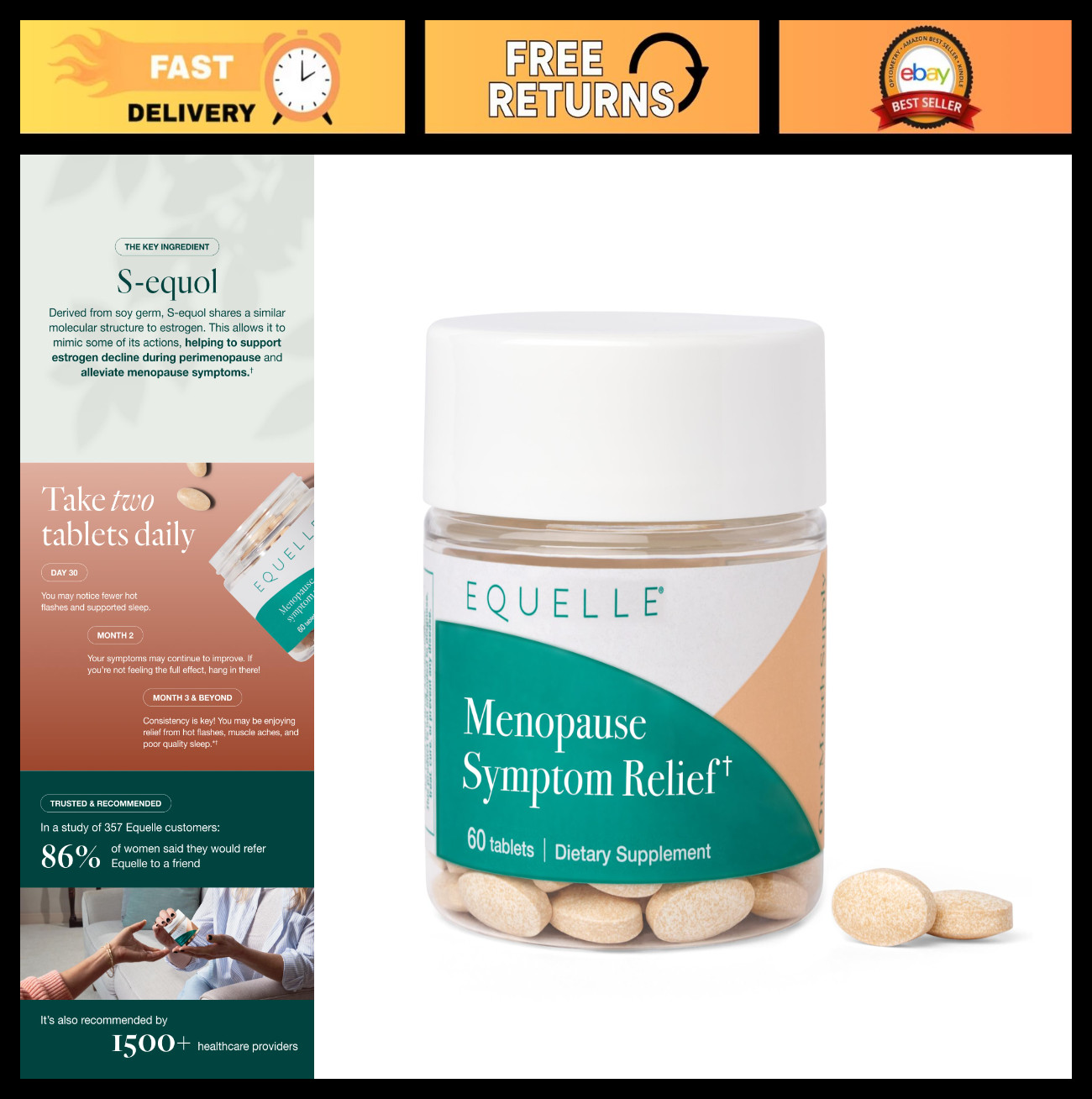 Natural Menopause Relief – Hot Flashes, Muscle Aches & Sleep Support – 60 Tablet