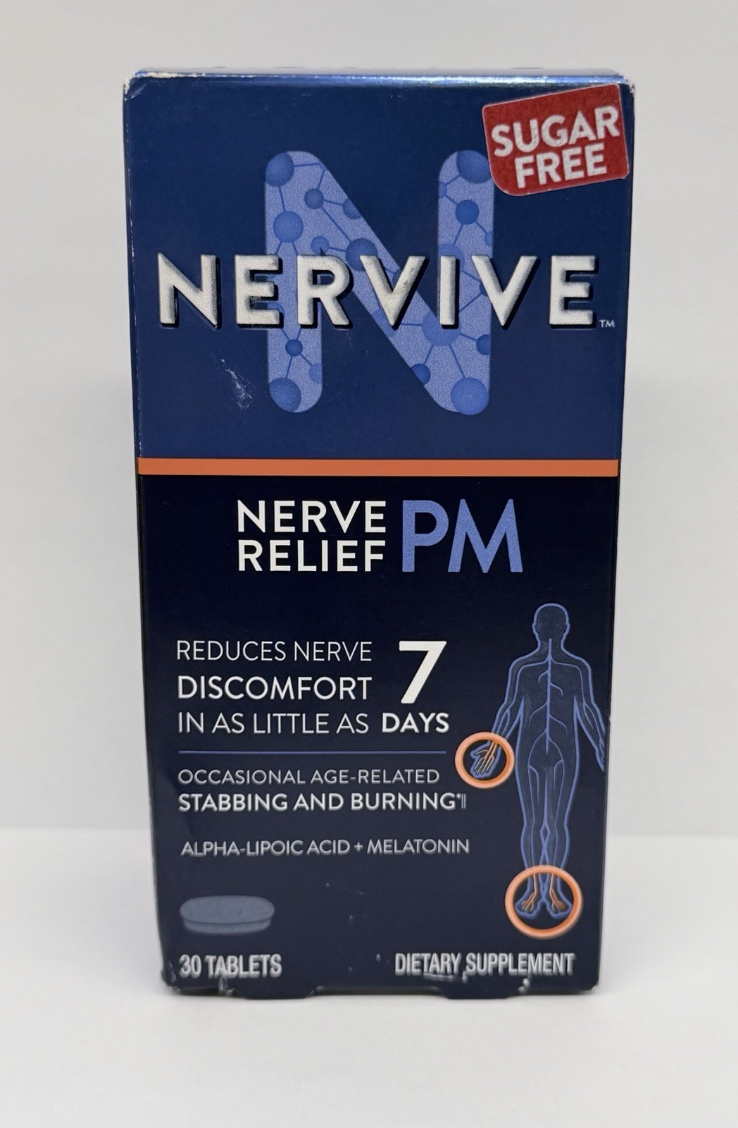 Nervive Nerve Pain Relief PM Sleep Aid Melatonin Tablets 30ct Exp 08/2026