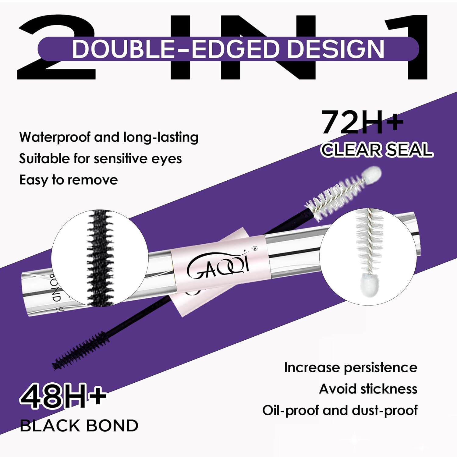 GAQQI Lash Cluster Glue, Lash Bond and Seal Waterproof, Bond & Seal Eyelash Glue