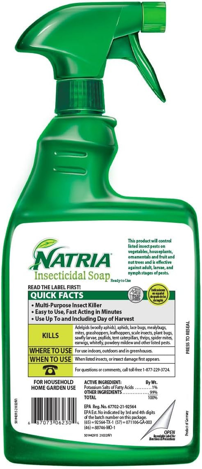 Insecticidal Soap, Ready-To-Use Garden Bug Treatment, Insect Killer for Indoor a