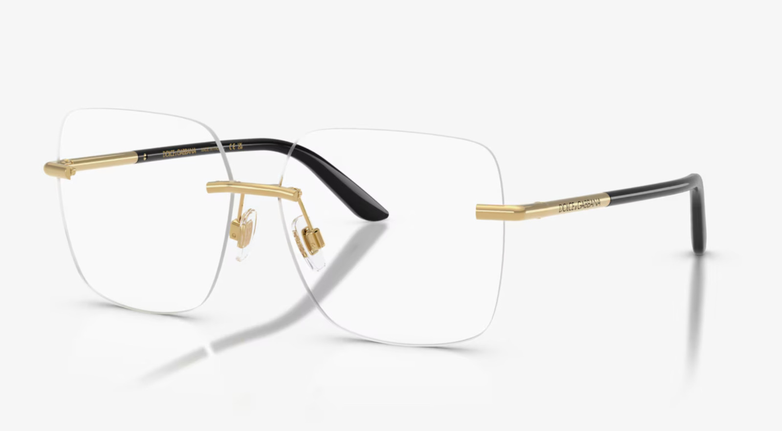 New DOLCE & GABBANA Eyeglasses DG 1360 02 57-13 145 Gold & Black Rimless Frames