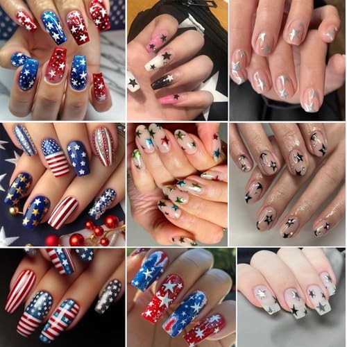 6 Sheets Mini Star Nail Art Stickers for Acrylic Colorful Small Star style 5