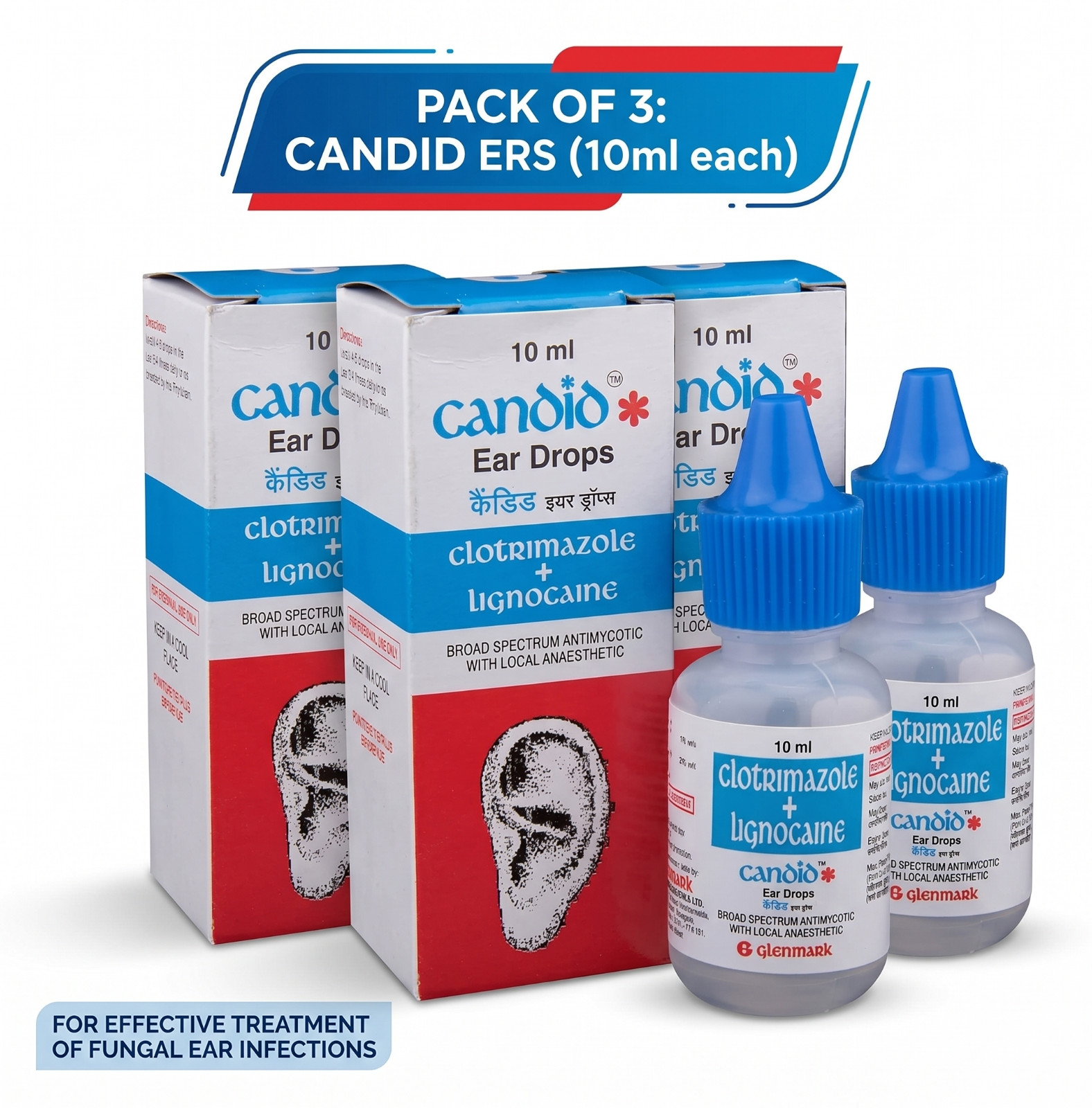 3x Candid Ear Wash Drops 10ml Ear Cleansing Solution Free Fast Shipping