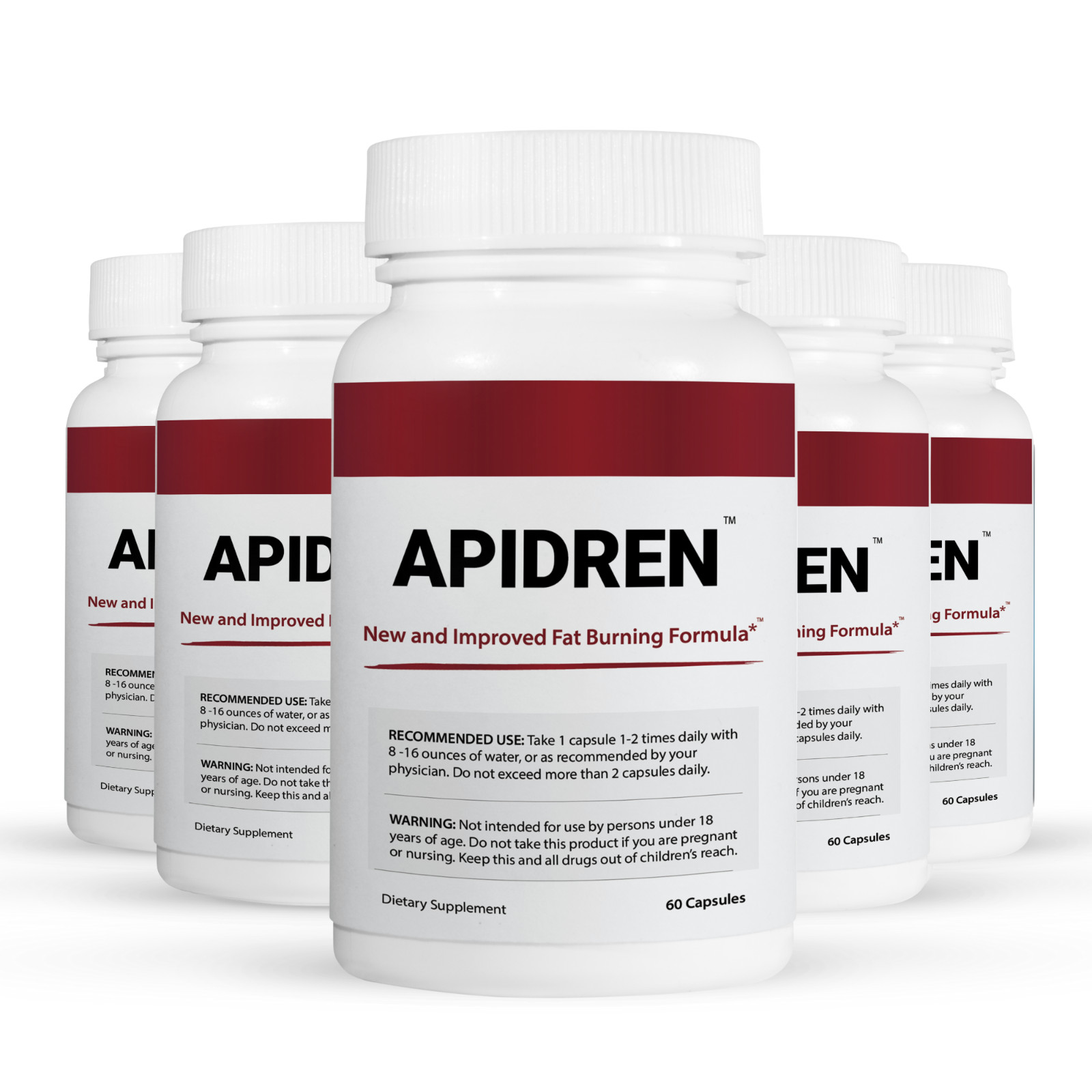 5 Pack Apidren, formula to help you burn fat-60 Capsules x5