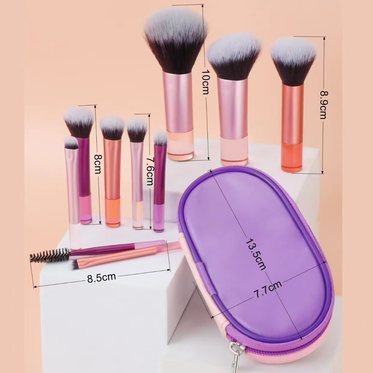 10pcs/set Travel Mini Makeup Brushes Compact Travel Size Face Beauty Tools