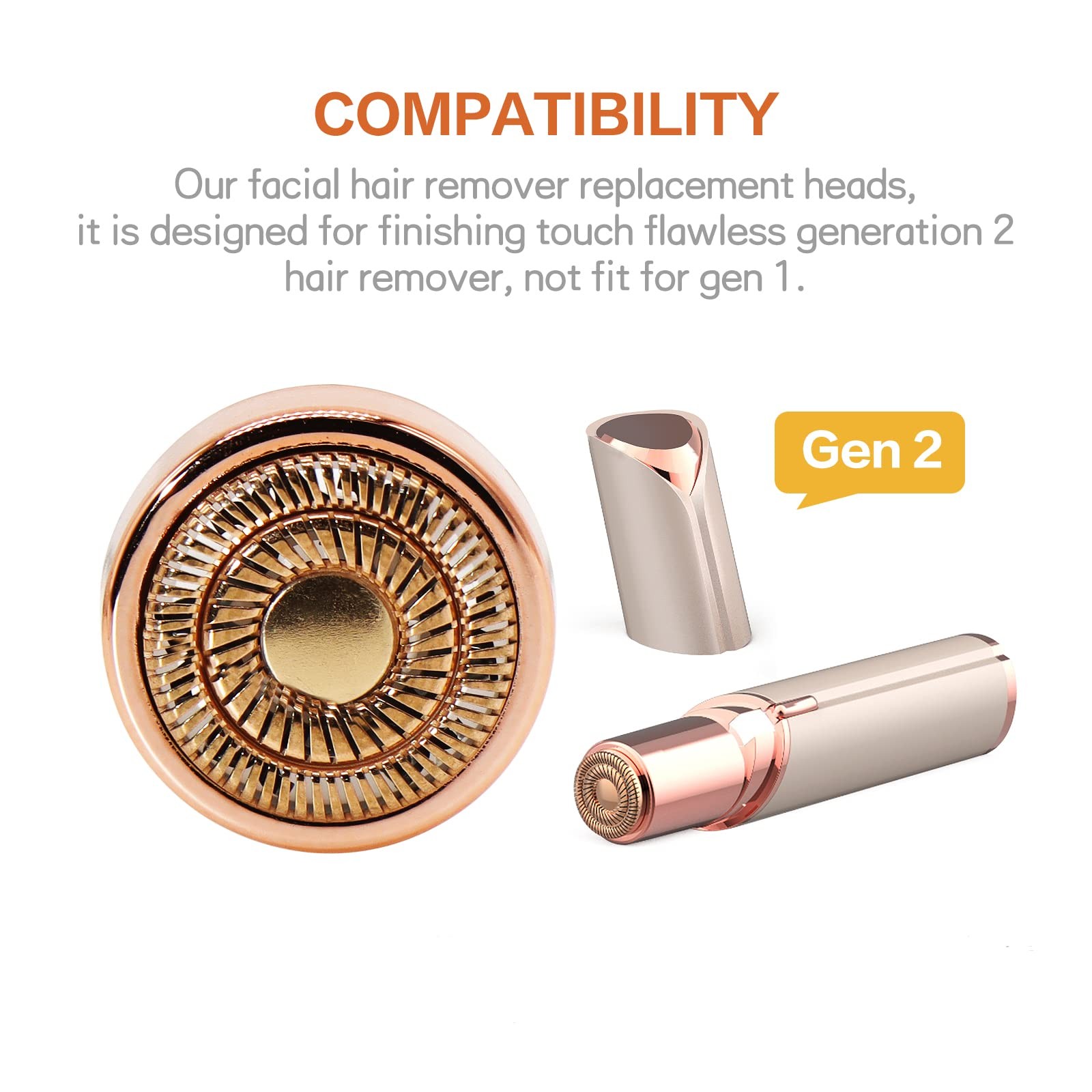 4 Count Facial Hair Remover Replacement 0.77inch/0.62inch/0.43 Inch, Gold