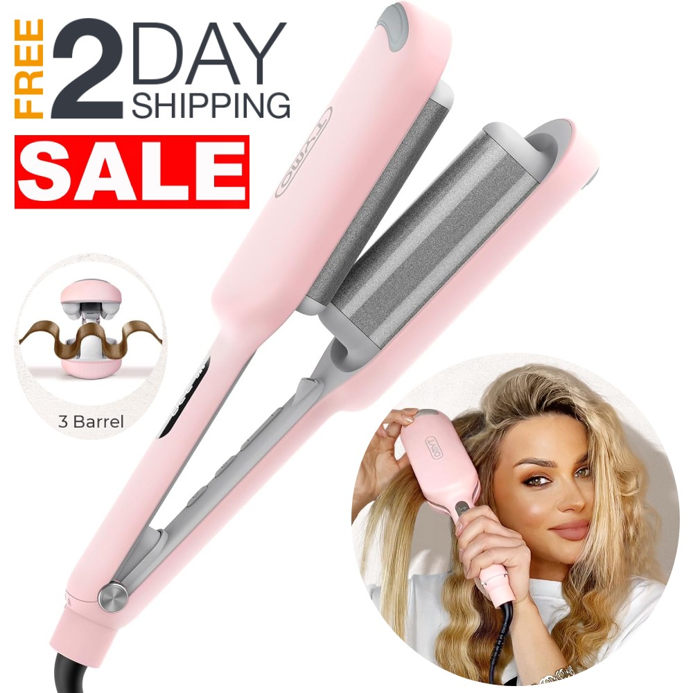 Crimpadora De Cabello 1.25″ Profesional Cerámica Rizador Para El Pelo 3 aBrriles