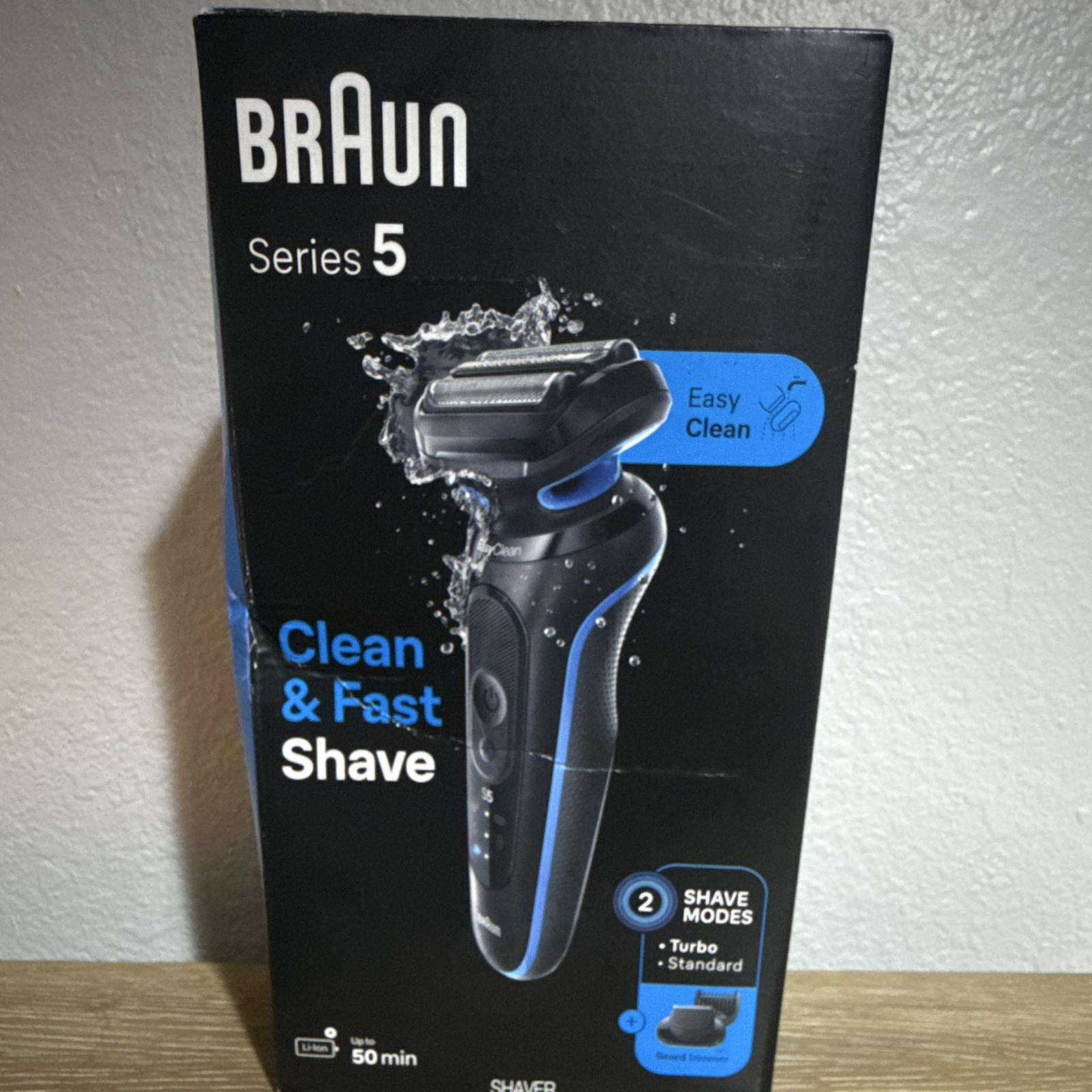 Braun Series 5 EasyClean Cordless Foil Shaver, Battery, Black/Blue Men