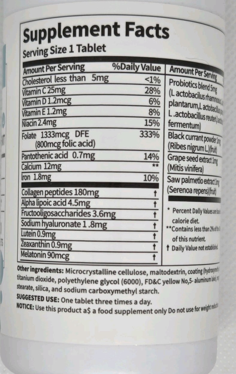 LOT 4 Pack Bottles Collagen Peptide Multivitamin Mineral Supplement, Exp 8/2026