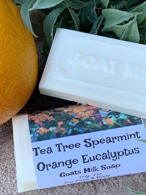 Tea Tree Spearmint Orange Eucalyptus Goats Milk Soap, Pure Goats Milk Soap,