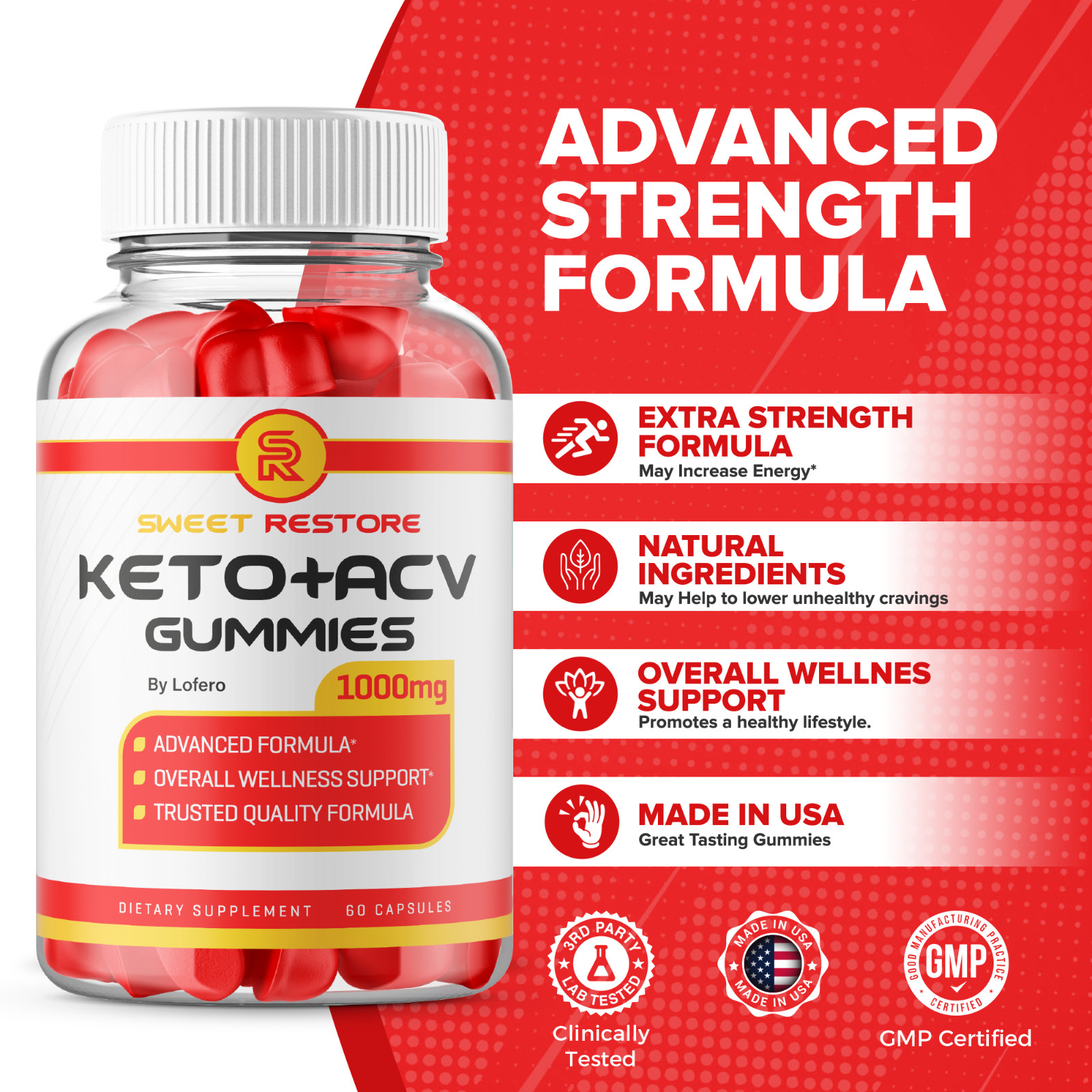Sweet Restore Keto+ACV Gummies Weight Loss SweetRestore Keto ACV Gummy (60 ct)