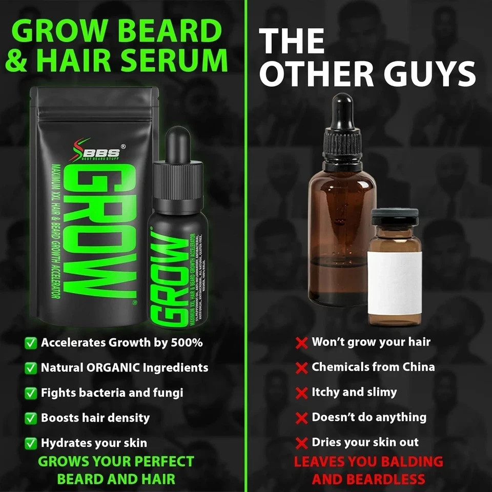 Beard Growth Serum – GROW Maximum XXL Beard Growth Oil for Men -Thickens & Fills