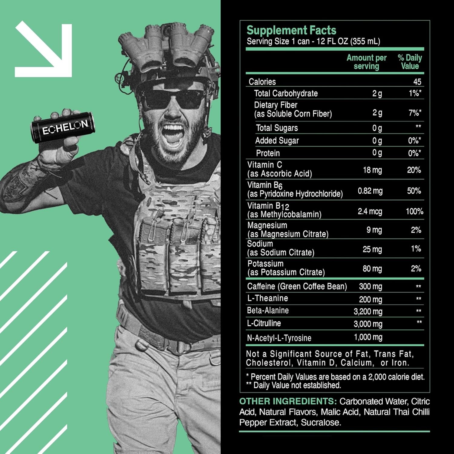 Echelon Pre-Workout Energy Drink | Watermelon Thai Chili | 12 Pack | Sustained E