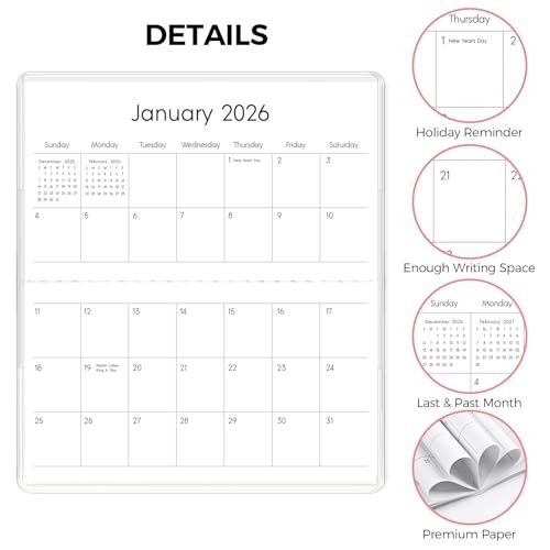 Pocket Calendar 2026-2027 for Purse, 2026-2027 Pocket Planner 24 Months Floral