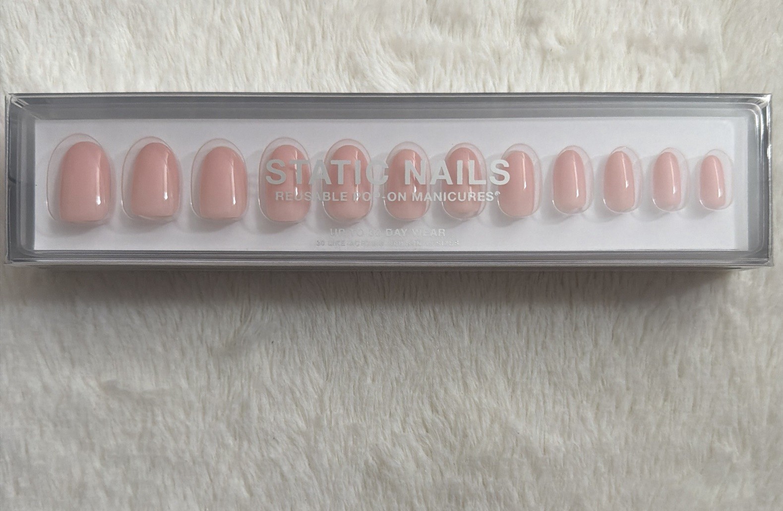 Static Nails Reusable Nude Glaze Round Press-On Nails Waterproof Shiny