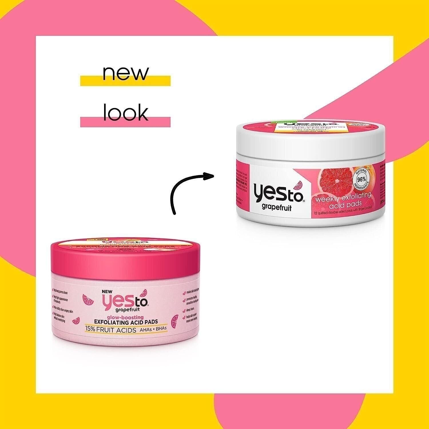 Yes To Grapefruit Weekly Acid Pads, Brightening & Exfoliating Treatment That…