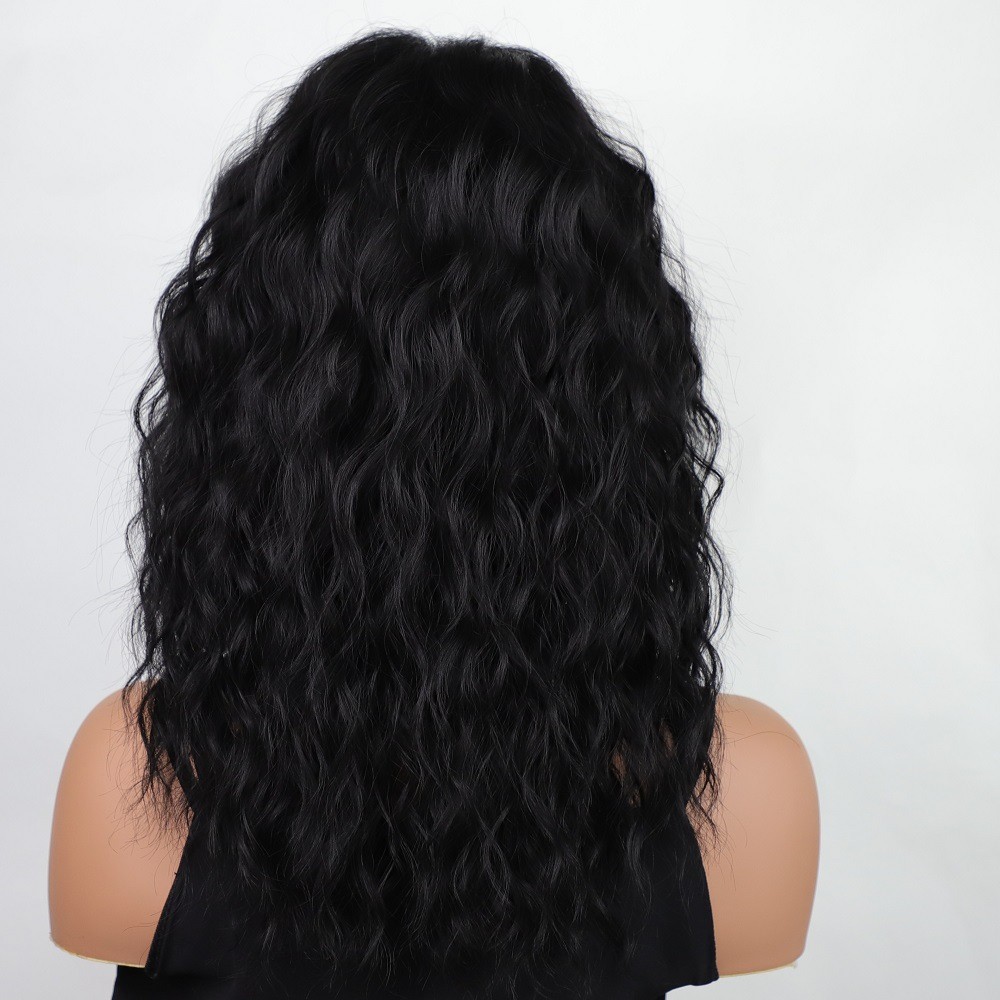 European Style Long Water Wave Wig for Women Heat Resistant Synthetic Fiber