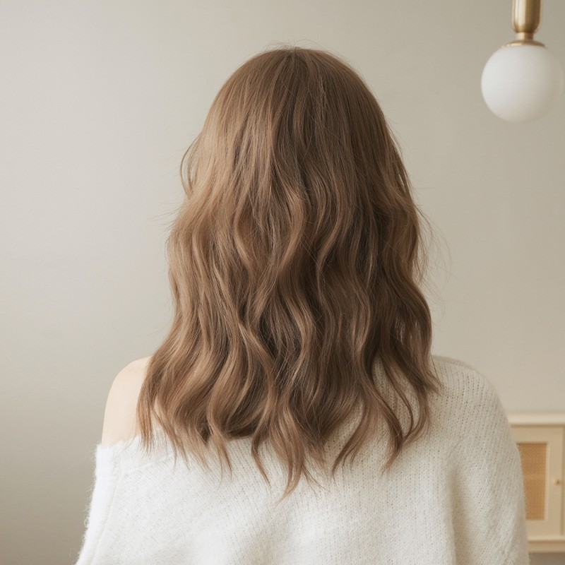 Layered Long Curly Synthetic Wig Premium Matte Fiber Rose Net Full Head