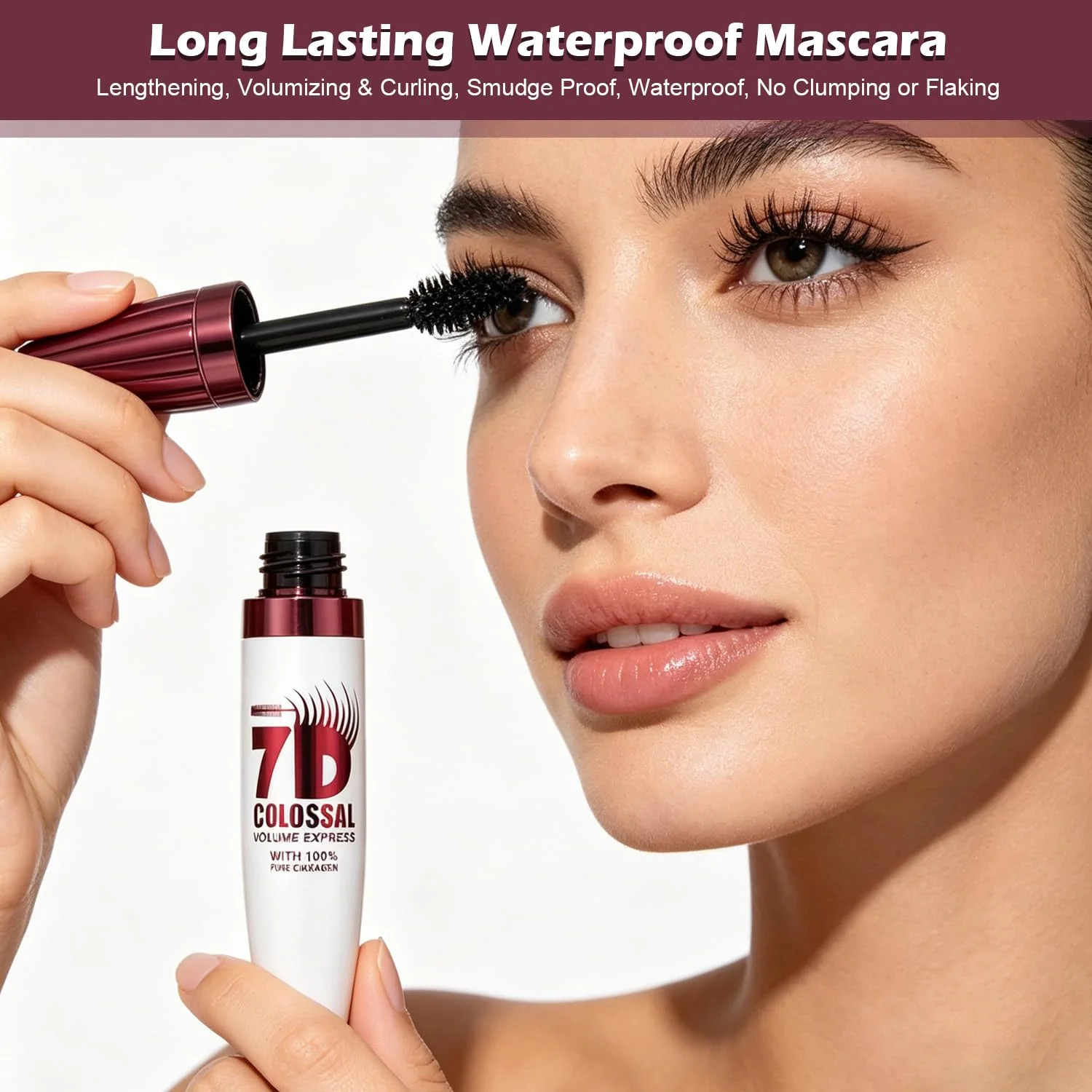 2PCS 7D Waterproof Mascara Black Lengthening Thickening Long Lasting