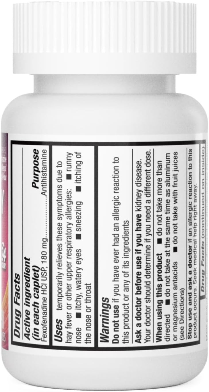 90-Count Fexofenadine 180mg – Complete Allergy Control for Indoor & Outdoor Use