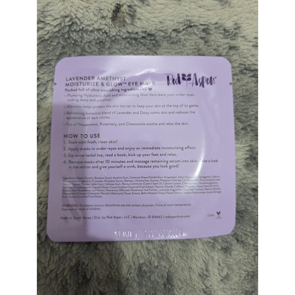 Red Aspen Lavender Amethyst Moisturize & Glow Face Eye and Lip Mask Set 6 Pack
