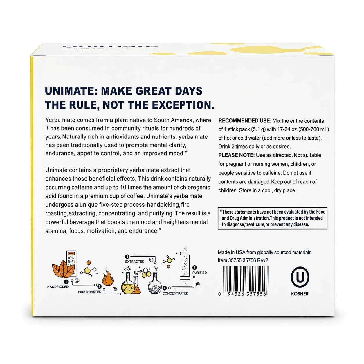 Unicity Unimate Lemon Drink Mix 30 Sachets 30 Day Supply NEW