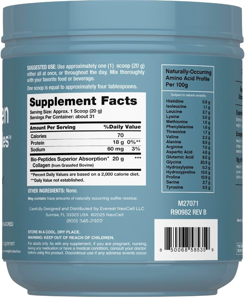 Grass-Fed Collagen Peptides Powder | Hair, Skin & Nails Supplement | 22oz