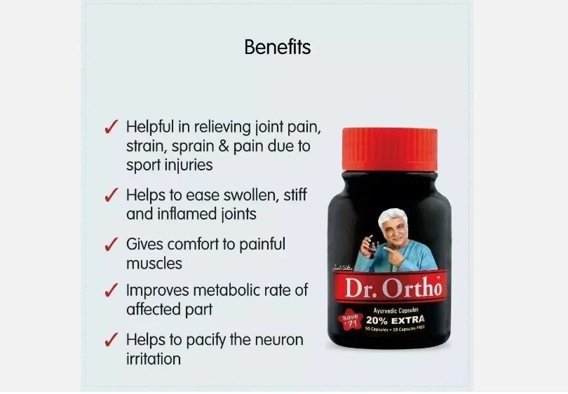 (Set of 2) Dr.Ortho 100% Ayurvedic Capsules 60 Capsules For Pain Relife