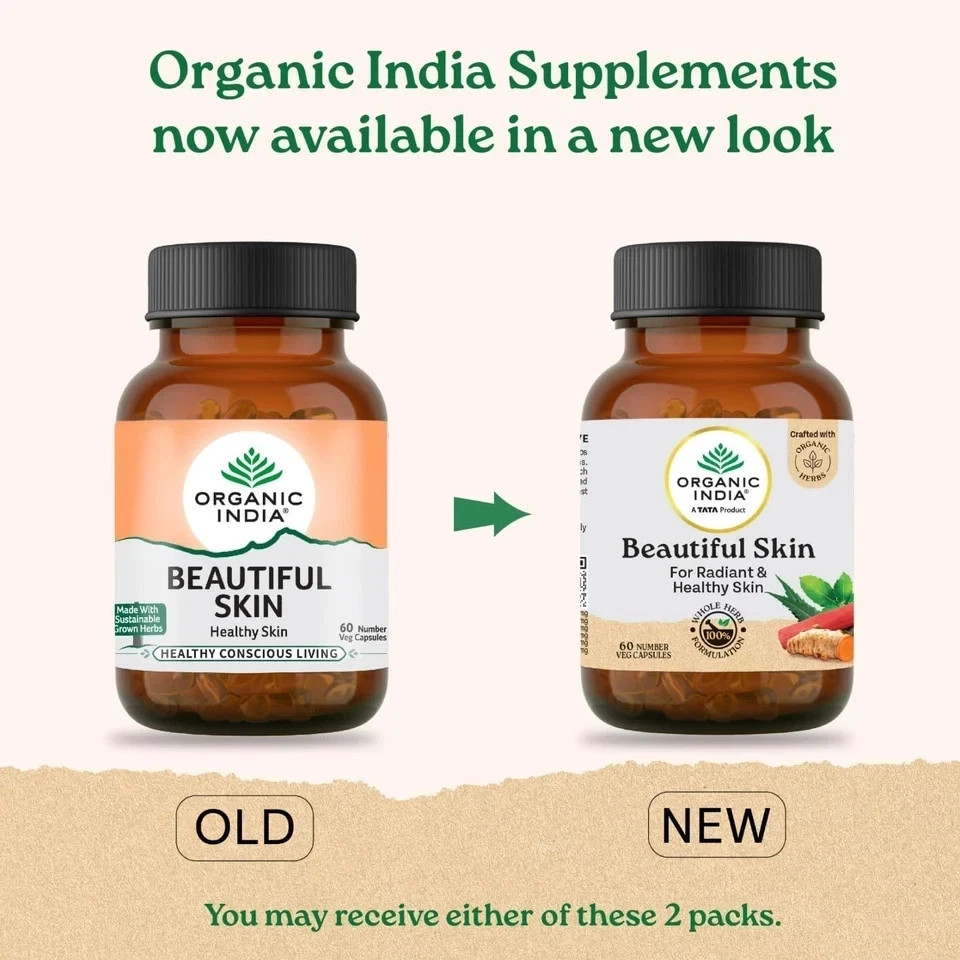 3x Organic India Beautiful Skin 60 Veg Capsules Ayurvedic Herbal Healthy Skin