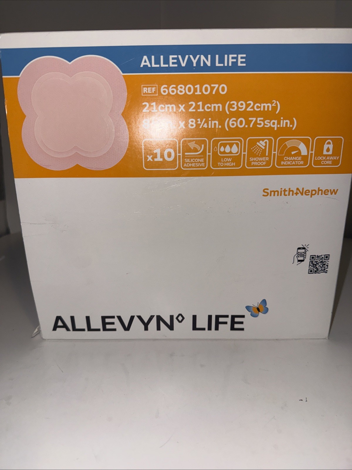 Smith & Nephew 66801070 Allevyn Life 8.25″ x 8.25″ 10/BX EXP. 12/2028 New In Box