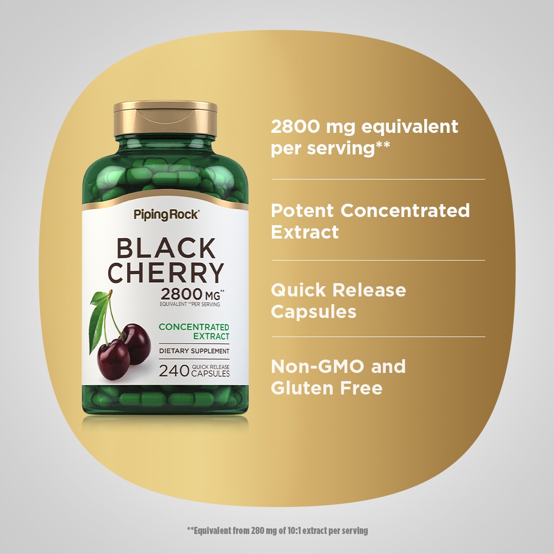 Black Cherry Extract Capsules | 2800mg | 240 Pills | by Piping Rock