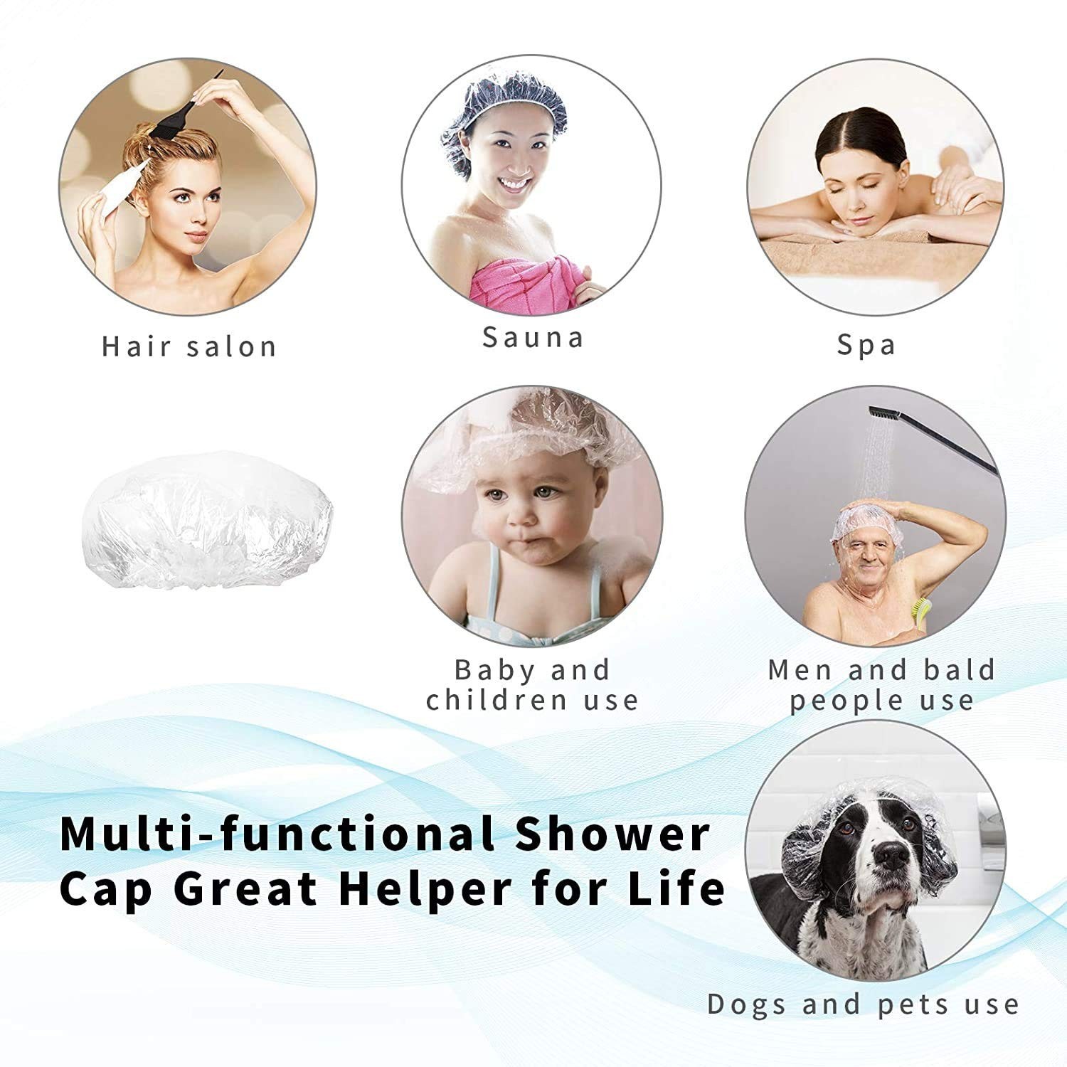 30pcs Disposable Shower Caps-Multi-Purpose Thickening Elastic Bath Cap Plastic