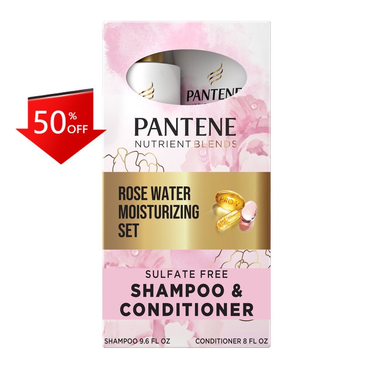 Pantene Sulfate Free Rose Water Shampoo & Conditioner Dual Pack 17.6 fl oz