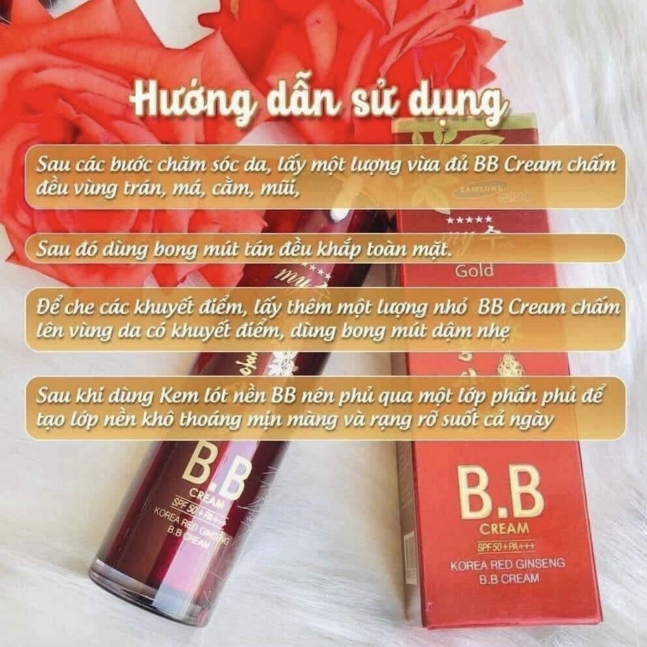 MY SU GOLD Korea Red Ginseng BB Cream SPF 50+ PA++++ 40ml. Made In Korea