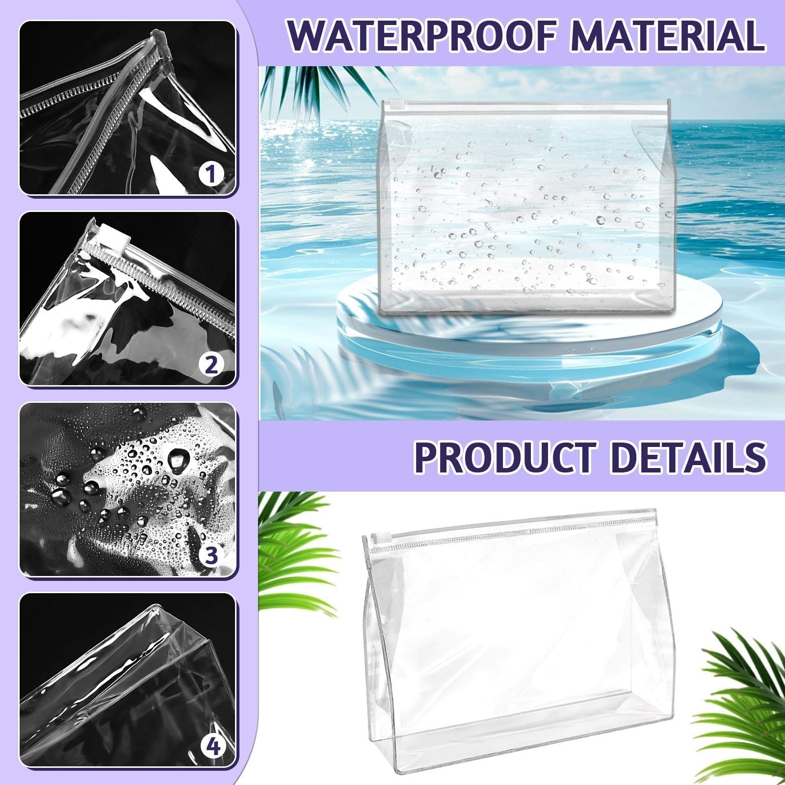 BadenBach 24 PCS Small Clear Makeup Bags, 9.8″ x x 7.1″x 2.6″, clear